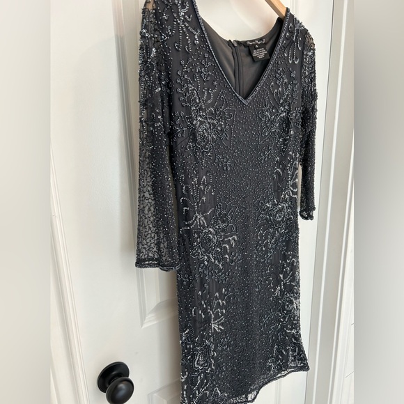 Pisarro Nights Gray Knee-Length Slate Cocktail Dress - Picture 7 of 7